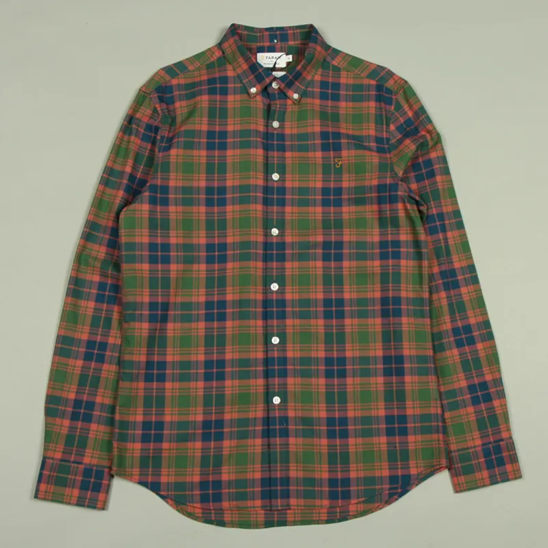 Farah Brewer Check LS Shirt - Wreath Green